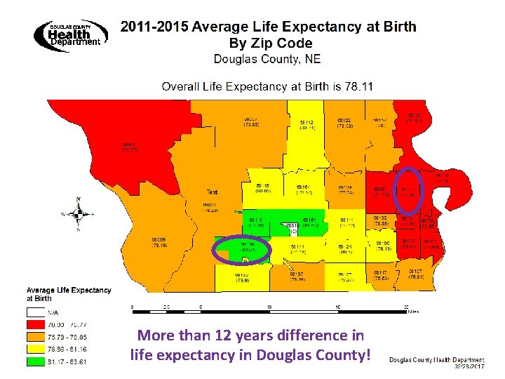 More than 12 years difference in life expectancy in Douglas County! 