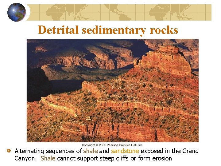 Detrital sedimentary rocks Alternating sequences of shale and sandstone exposed in the Grand Canyon.