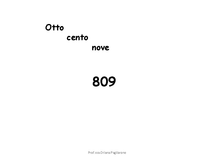 Otto cento nove 809 Prof. ssa Oriana Pagliarone 