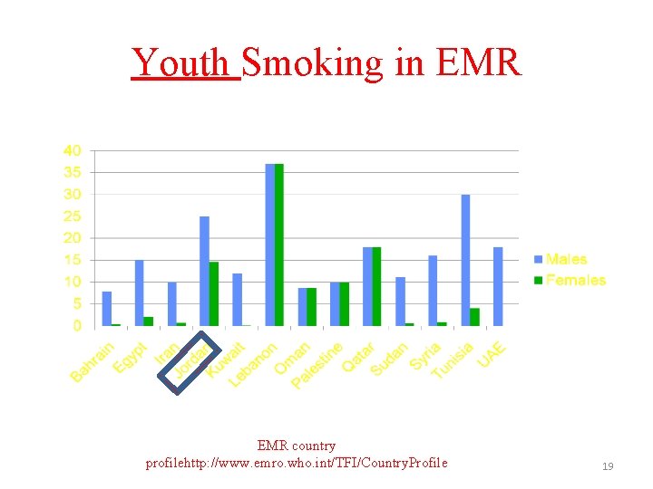 Youth Smoking in EMR country profilehttp: //www. emro. who. int/TFI/Country. Profile 19 