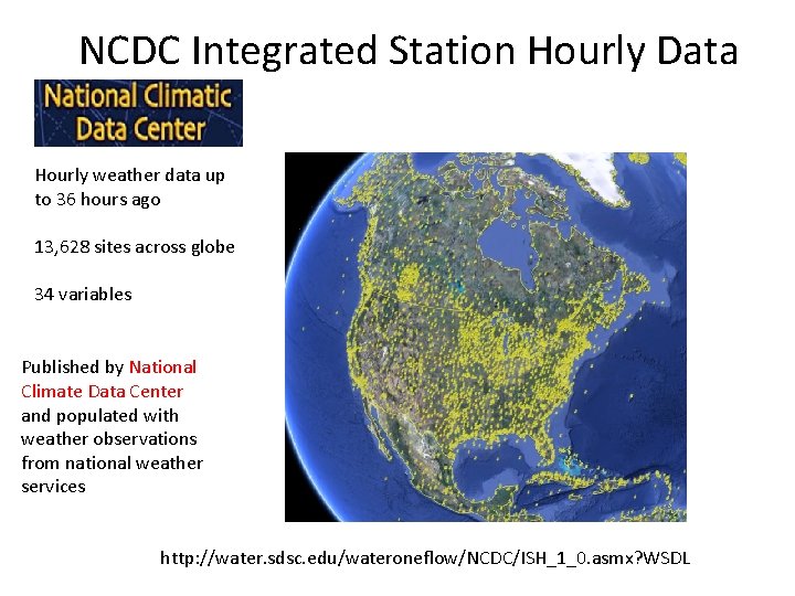 NCDC Integrated Station Hourly Data Hourly weather data up to 36 hours ago 13,