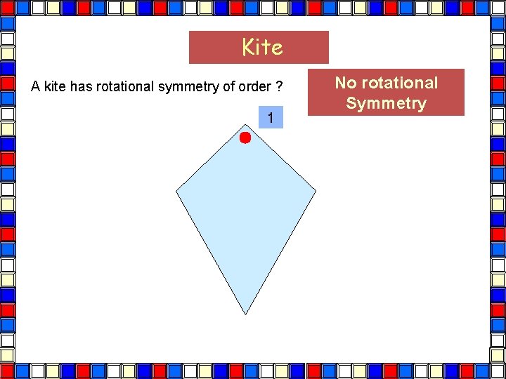 Kite A kite has rotational symmetry of order ? 1 No rotational Symmetry 