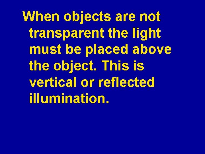 When objects are not transparent the light must be placed above the object. This