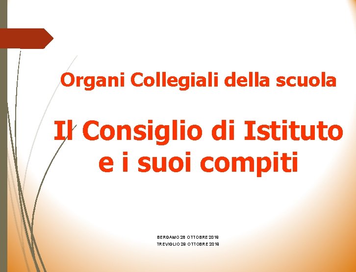 Organi Collegiali della scuola Il Consiglio di Istituto e i suoi compiti BERGAMO 28