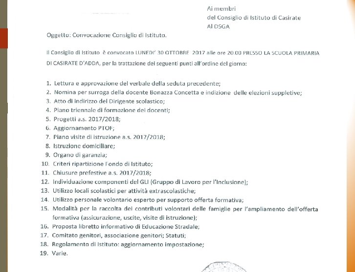 esempio CONVOCAZIONE 