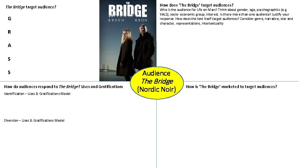 The Bridge target audience? G How does ‘The Bridge’ target audiences? Who is the