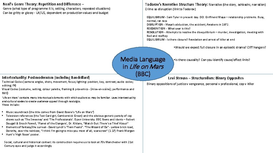 Neal’s Genre Theory: Repetition and Difference – Todorov’s Narrative Structure Theory: Narrative (the story,