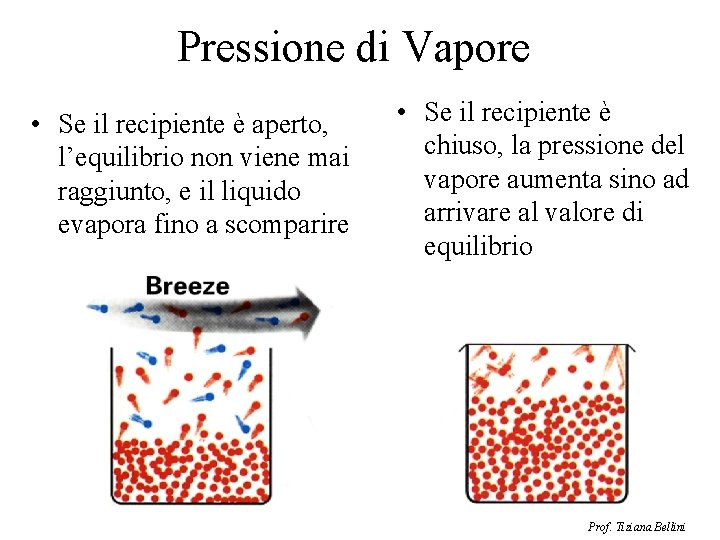 Pressione di Vapore • Se il recipiente è aperto, l’equilibrio non viene mai raggiunto,