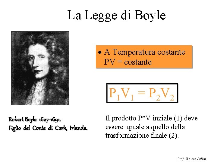 La Legge di Boyle · A Temperatura costante PV = costante P 1 V