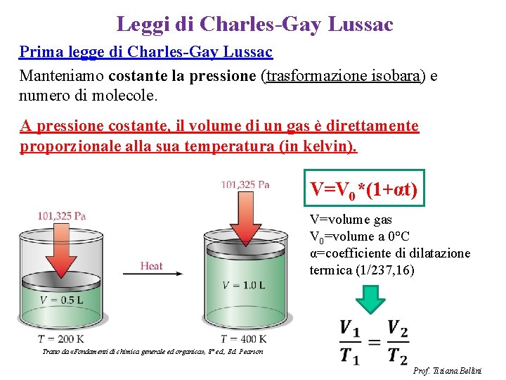 Leggi di Charles-Gay Lussac Prima legge di Charles-Gay Lussac Manteniamo costante la pressione (trasformazione