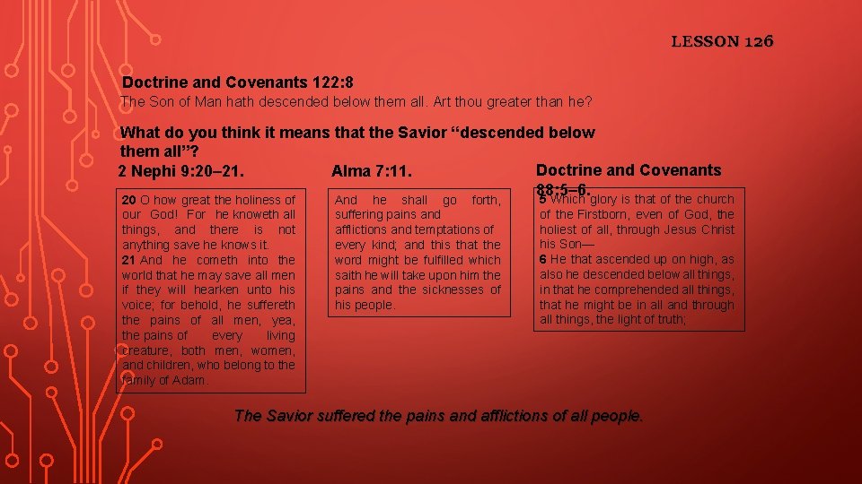 LESSON 126 Doctrine and Covenants 122: 8 The Son of Man hath descended below