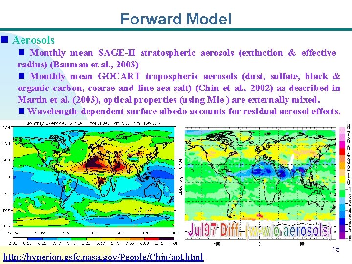 Forward Model n Aerosols n Monthly mean SAGE-II stratospheric aerosols (extinction & effective radius)