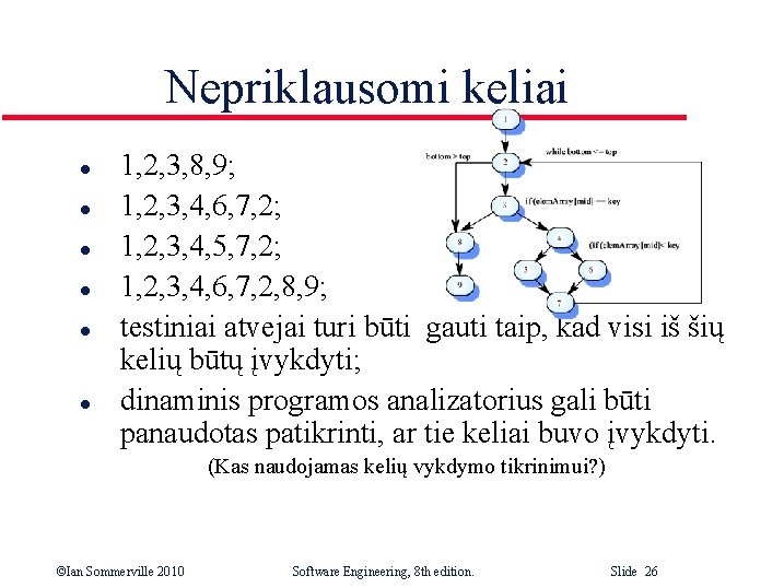 Nepriklausomi keliai l l l 1, 2, 3, 8, 9; 1, 2, 3, 4,