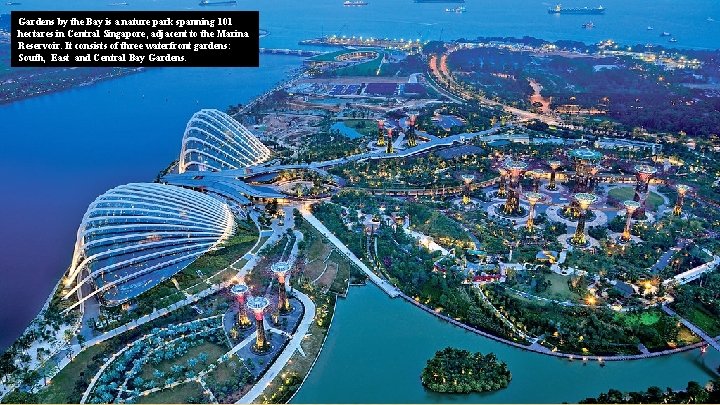 Gardens by the Bay is a nature park spanning 101 hectares in Central Singapore,