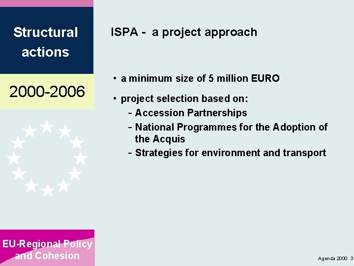 Structural actions 2000 -2006 EU-Regional Policy and Cohesion ISPA - a project approach •