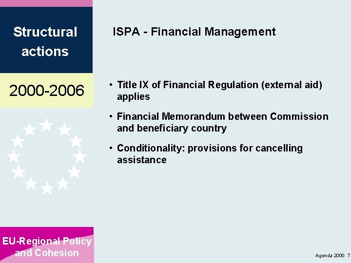 Structural actions 2000 -2006 ISPA - Financial Management • Title IX of Financial Regulation