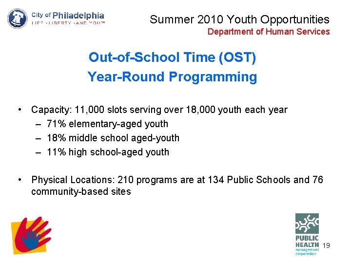 Summer 2010 Youth Opportunities Department of Human Services Out-of-School Time (OST) Year-Round Programming •