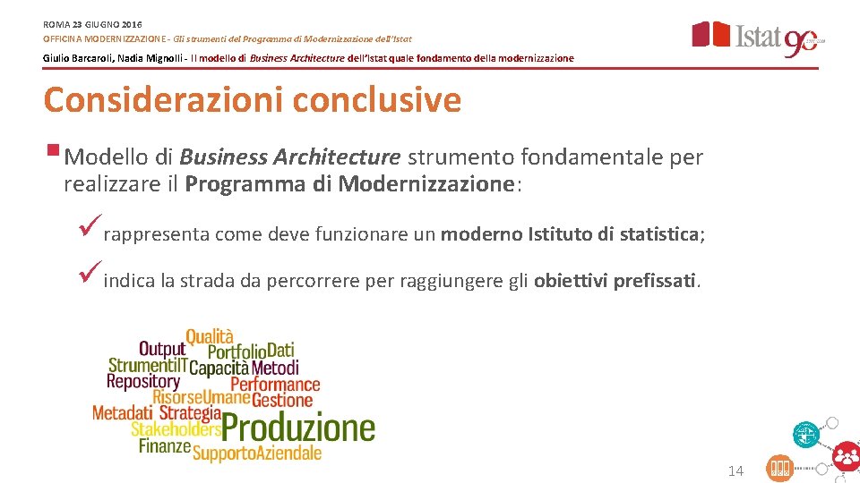 ROMA 23 GIUGNO 2016 OFFICINA MODERNIZZAZIONE - Gli strumenti del Programma di Modernizzazione dell’Istat