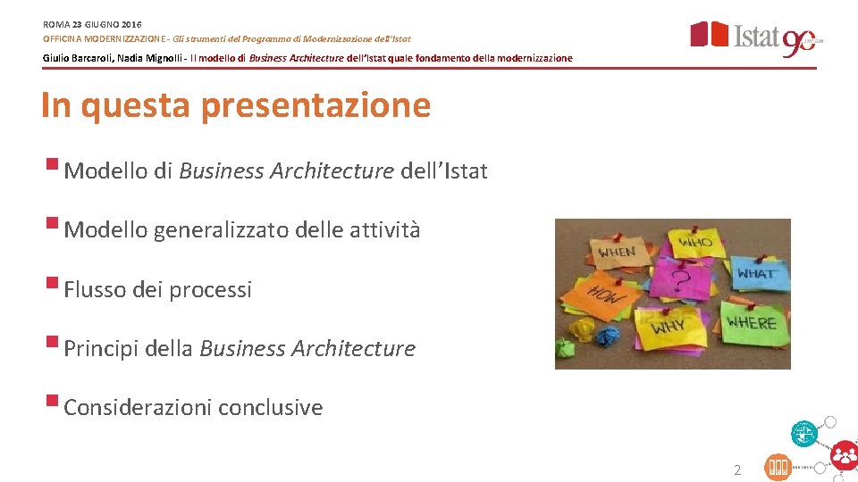 ROMA 23 GIUGNO 2016 OFFICINA MODERNIZZAZIONE - Gli strumenti del Programma di Modernizzazione dell’Istat