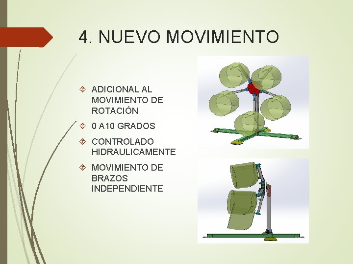 4. NUEVO MOVIMIENTO ADICIONAL AL MOVIMIENTO DE ROTACIÓN 0 A 10 GRADOS CONTROLADO HIDRAULICAMENTE