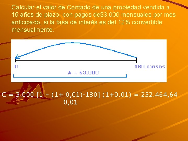 Calcular el valor de Contado de una propiedad vendida a 15 años de plazo, Calcular el valor de Contado de una propiedad vendida a 15 años de plazo,