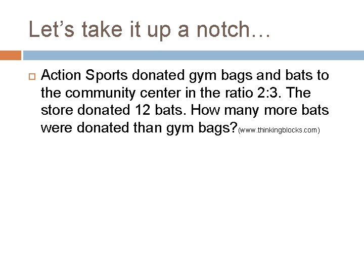 Let’s take it up a notch… Action Sports donated gym bags and bats to