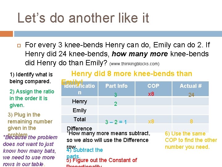 Let’s do another like it For every 3 knee-bends Henry can do, Emily can