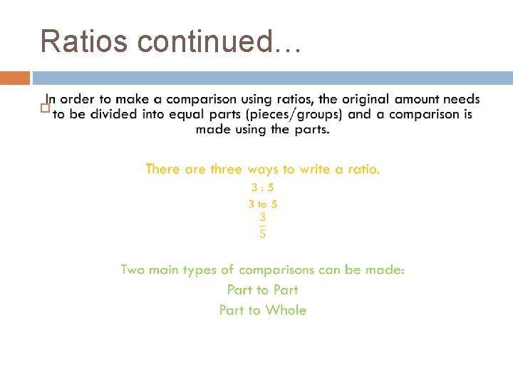 Ratios continued… 