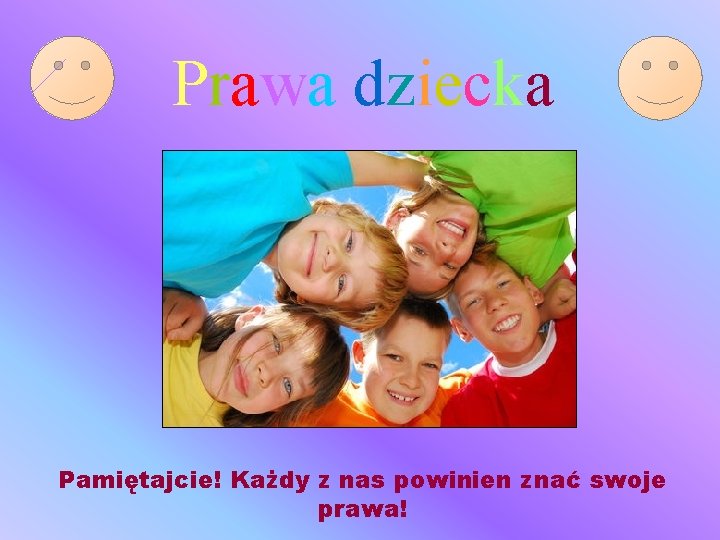 Prawa dziecka Pamiętajcie! Każdy z nas powinien znać swoje prawa! 