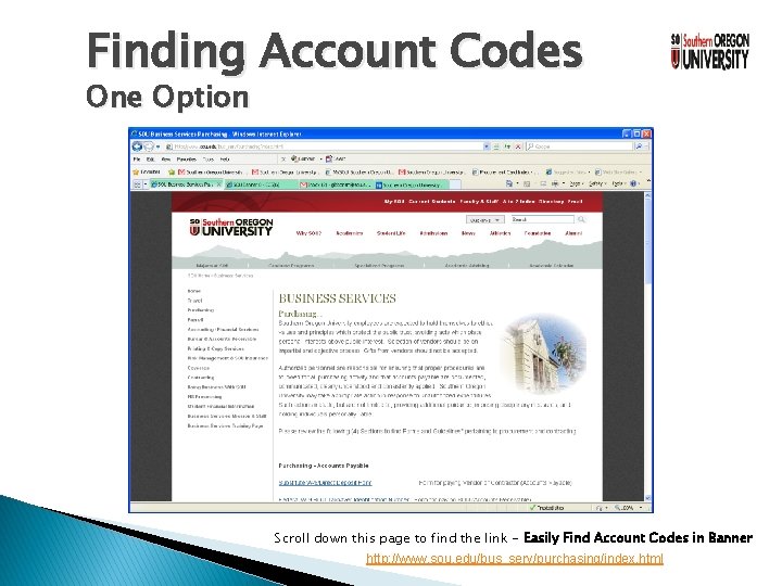 Finding Account Codes One Option Scroll down this page to find the link -