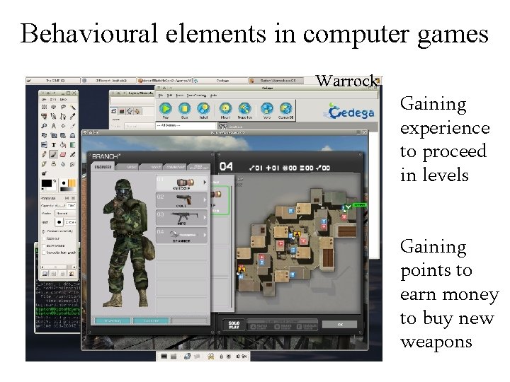 Behavioural elements in computer games Warrock Gaining experience to proceed in levels Gaining points