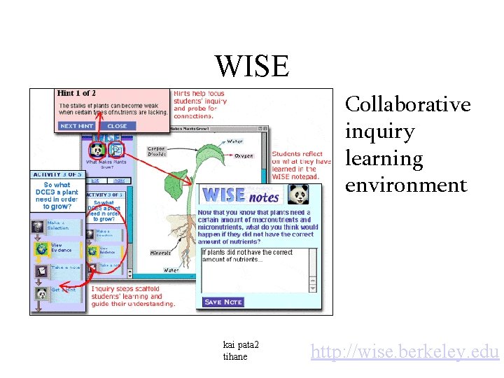WISE Collaborative inquiry learning environment kai pata 2 tihane http: //wise. berkeley. edu 