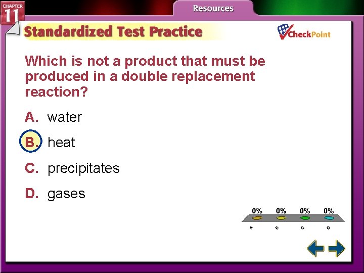 Which is not a product that must be produced in a double replacement reaction?