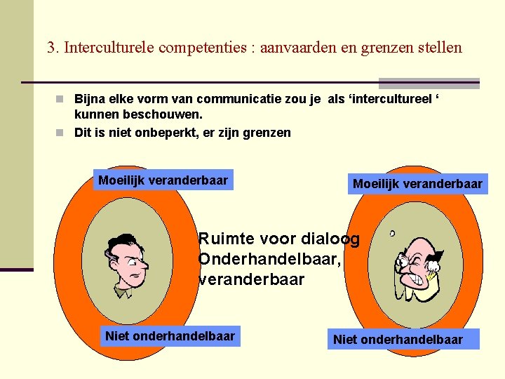 3. Interculturele competenties : aanvaarden en grenzen stellen n Bijna elke vorm van communicatie