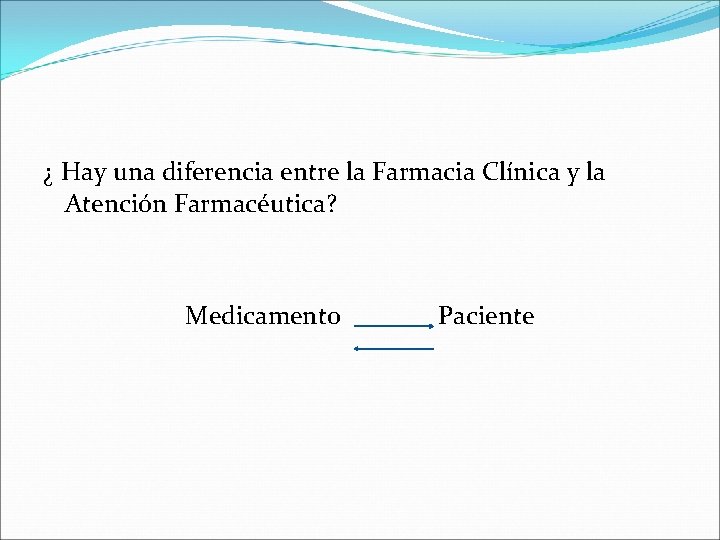 ¿ Hay una diferencia entre la Farmacia Clínica y la Atención Farmacéutica? Medicamento Paciente