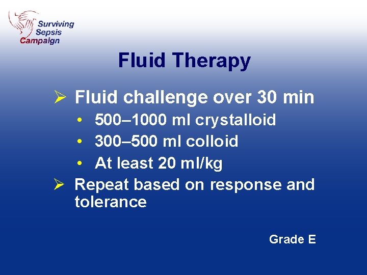 Fluid Therapy Ø Fluid challenge over 30 min • 500– 1000 ml crystalloid •