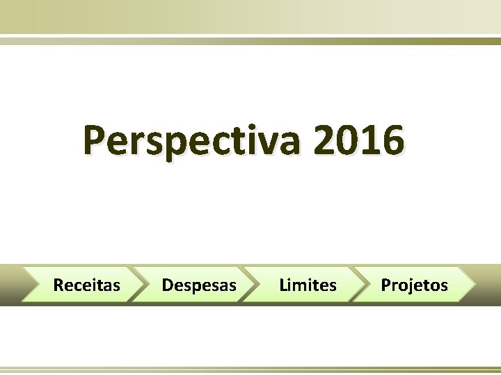 Perspectiva 2016 Receitas Despesas Limites Projetos 