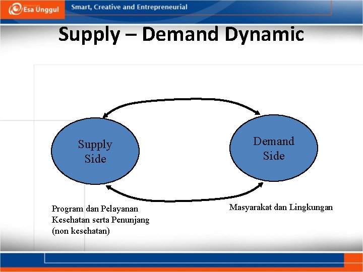 Supply – Demand Dynamic Supply Side Program dan Pelayanan Kesehatan serta Penunjang (non kesehatan)