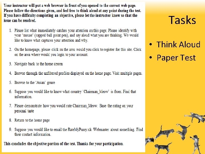 Tasks • Think Aloud • Paper Test 