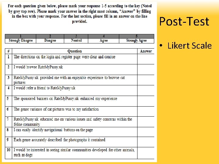 Post-Test • Likert Scale 