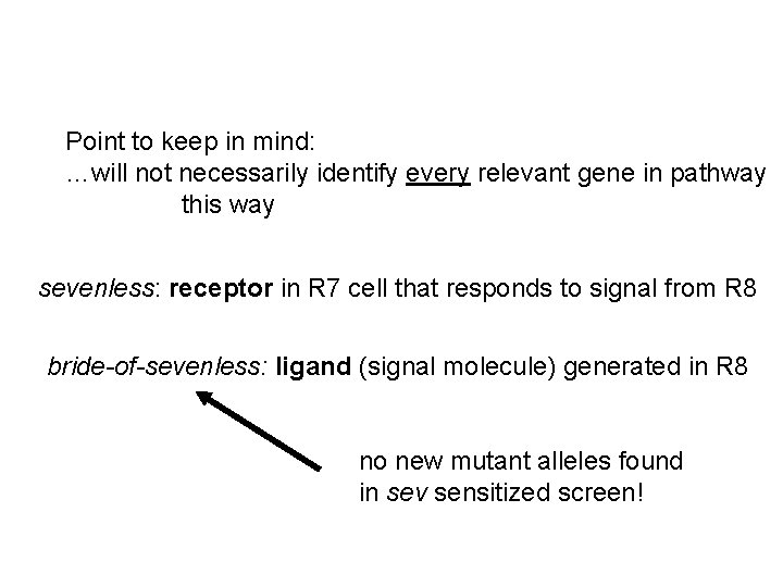 Point to keep in mind: …will not necessarily identify every relevant gene in pathway