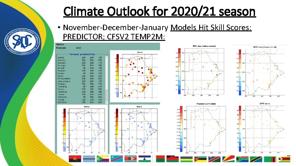 Climate Outlook for 2020/21 season • November-December-January Models Hit Skill Scores: PREDICTOR; CFSV 2