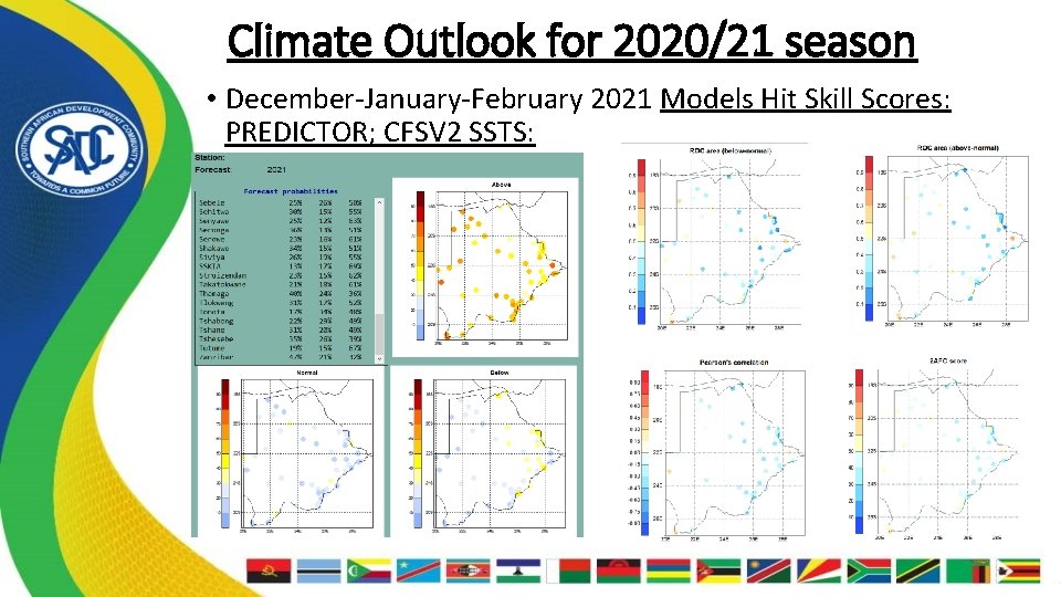 Climate Outlook for 2020/21 season • December-January-February 2021 Models Hit Skill Scores: PREDICTOR; CFSV