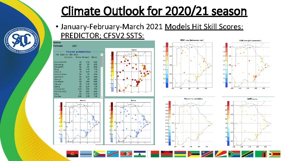 Climate Outlook for 2020/21 season • January-February-March 2021 Models Hit Skill Scores: PREDICTOR; CFSV