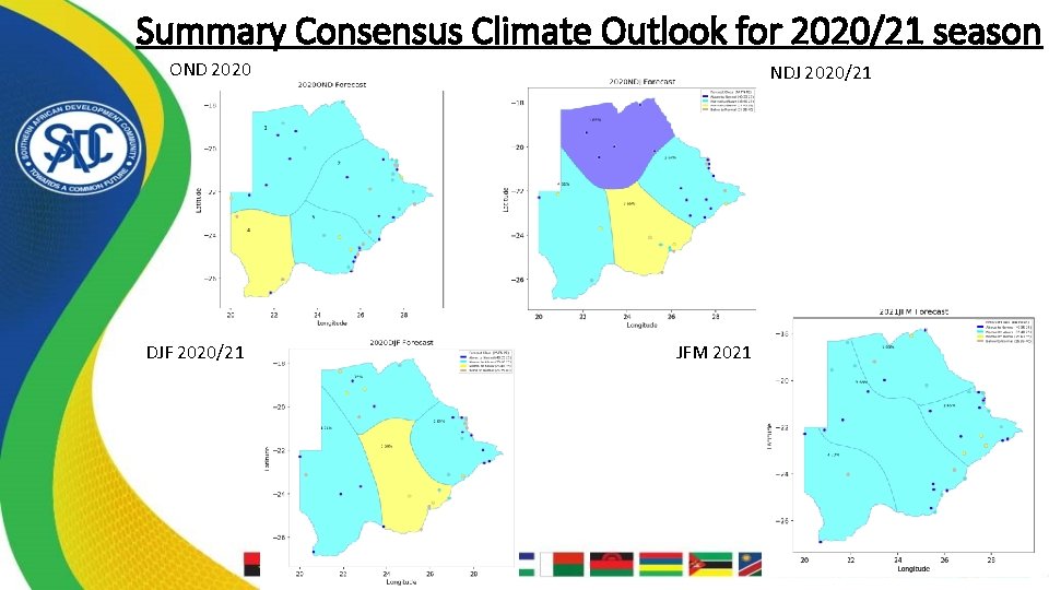 Summary Consensus Climate Outlook for 2020/21 season OND 2020 DJF 2020/21 NDJ 2020/21 JFM