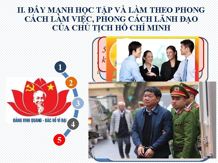 II. ĐẨY MẠNH HỌC TẬP VÀ LÀM THEO PHONG CÁCH LÀM VIỆC, PHONG CÁCH