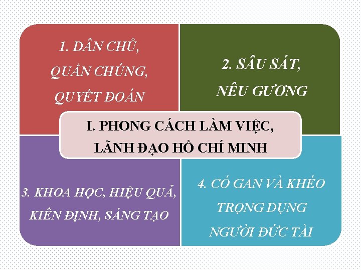 1. D N CHỦ, QUẦN CHÚNG, 2. S U SÁT, QUYẾT ĐOÁN NÊU GƯƠNG