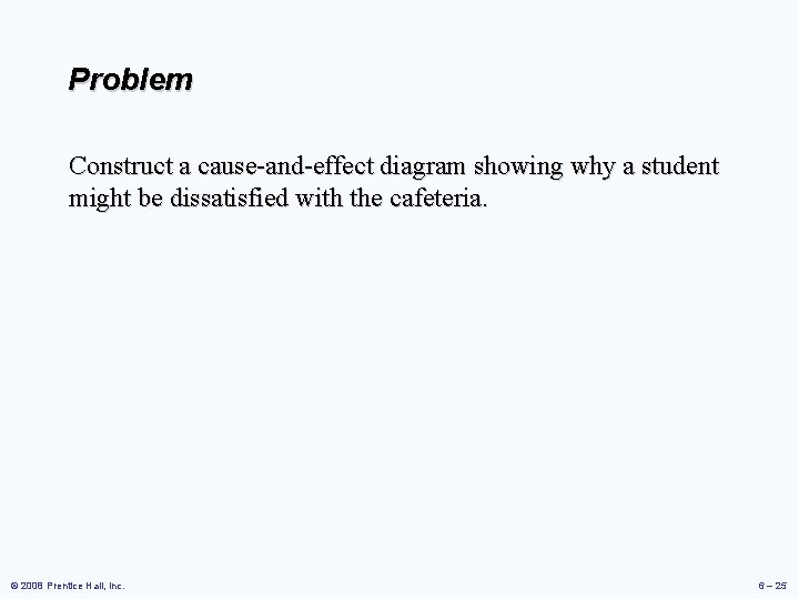 Problem Construct a cause-and-effect diagram showing why a student might be dissatisfied with the