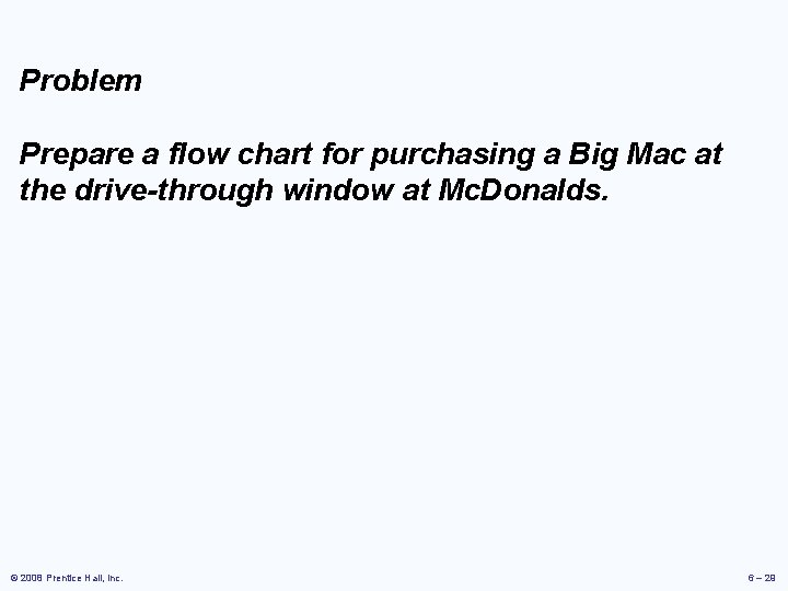 Problem Prepare a flow chart for purchasing a Big Mac at the drive-through window