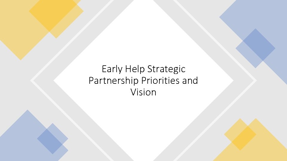 Early Help Strategic Partnership Priorities and Vision 